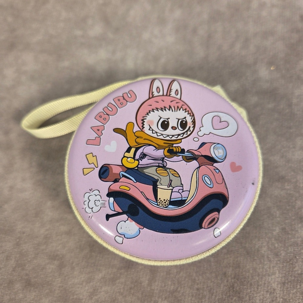 Labubu Cartoon Bunny Scooter Zipper Round Coin Pouch Kids Small Bag Holder
